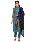 Blue woven cotton salwar