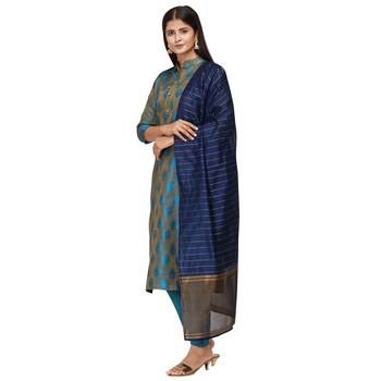Blue woven cotton salwar 2