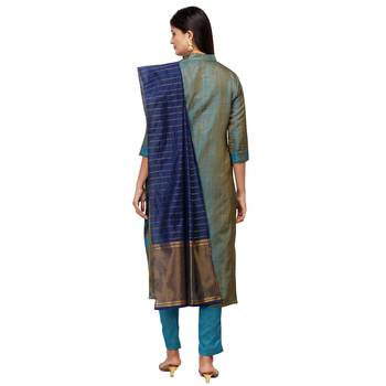 Blue woven cotton salwar 3