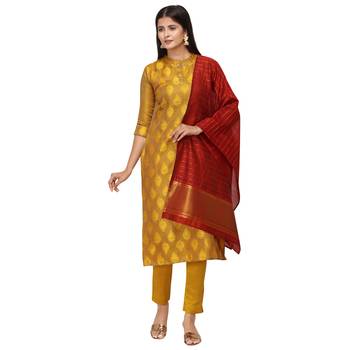 Yellow woven cotton salwar 2