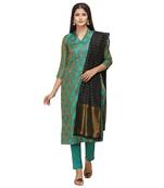 Turquoise woven cotton salwar