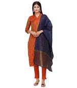 Orange woven cotton salwar