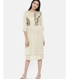 mayank modi Beige Chanderi Print Dress