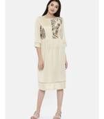 mayank modi Beige Chanderi Print Dress