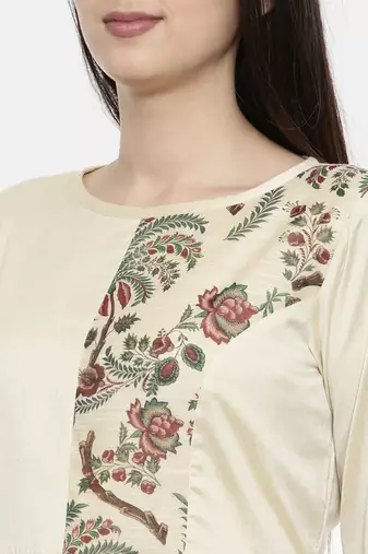 mayank modi Beige Chanderi Print Dress