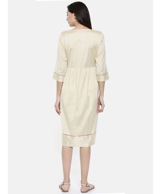 mayank modi Beige Chanderi Print Dress 4