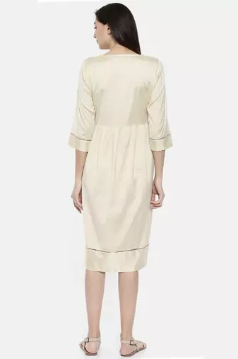 mayank modi Beige Chanderi Print Dress