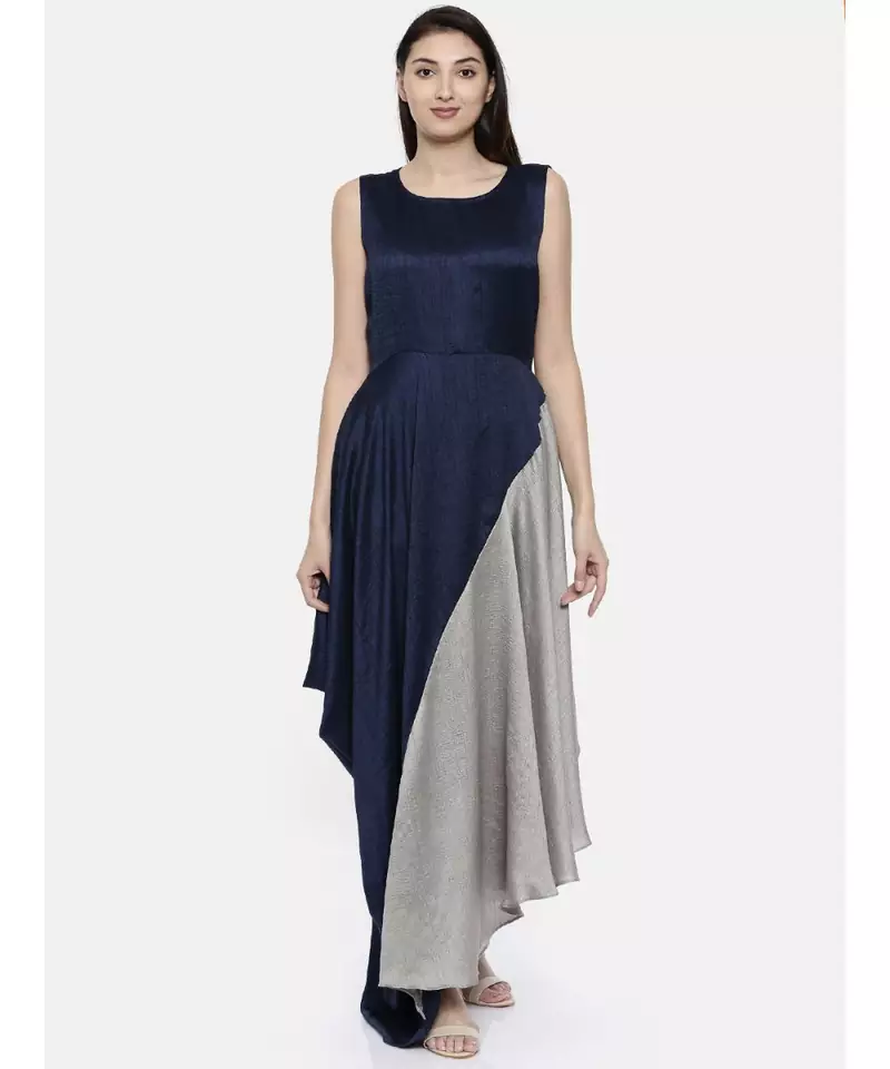 mayank modi Blu/Grey Drape Dress