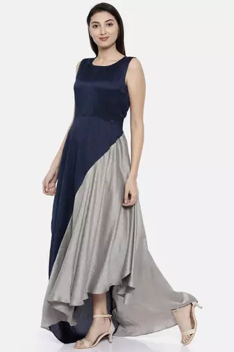 mayank modi Blu/Grey Drape Dress