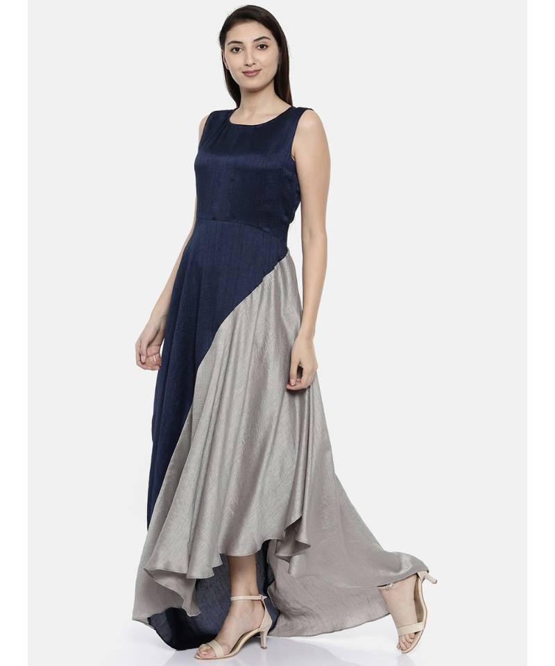 mayank modi Blu/Grey Drape Dress