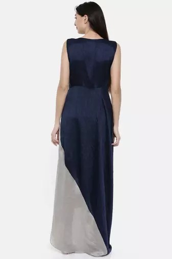 mayank modi Blu/Grey Drape Dress