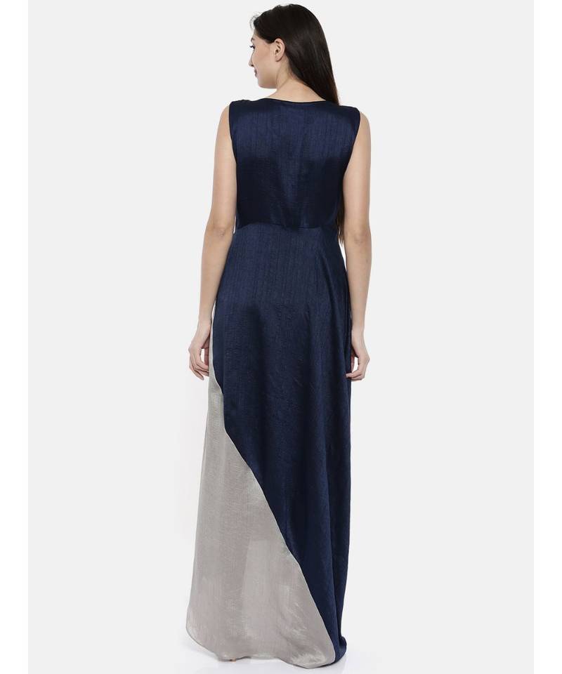 mayank modi Blu/Grey Drape Dress