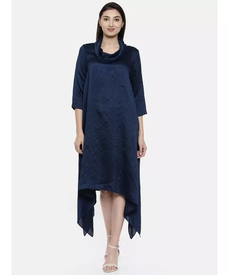 mayank modi Blue Cowl Neck Dress