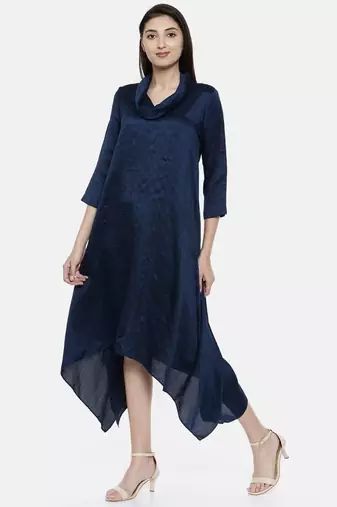 mayank modi Blue Cowl Neck Dress