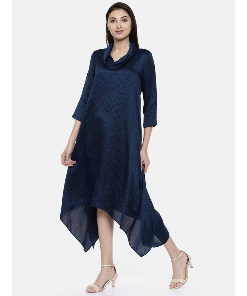 mayank modi Blue Cowl Neck Dress