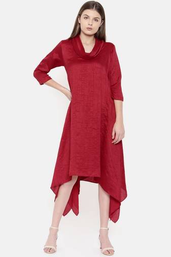 mayank modi Red Cowl Neck Dress