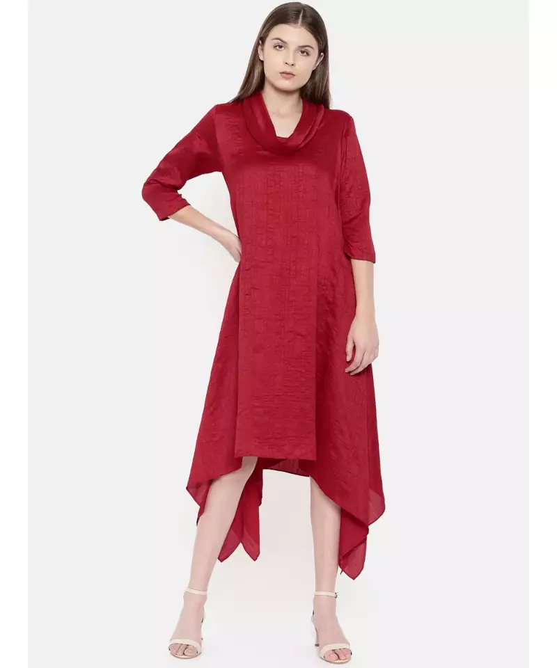 mayank modi Red Cowl Neck Dress