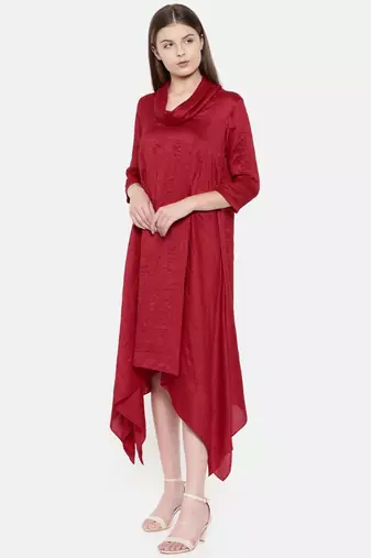 mayank modi Red Cowl Neck Dress