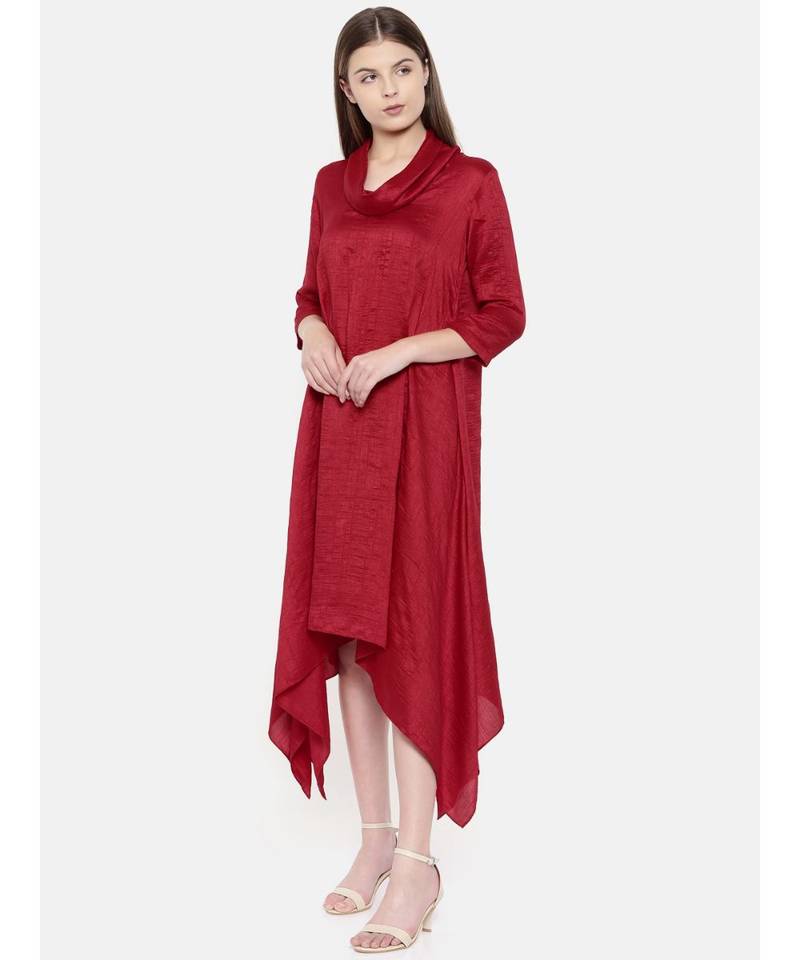 mayank modi Red Cowl Neck Dress