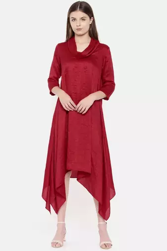 mayank modi Red Cowl Neck Dress