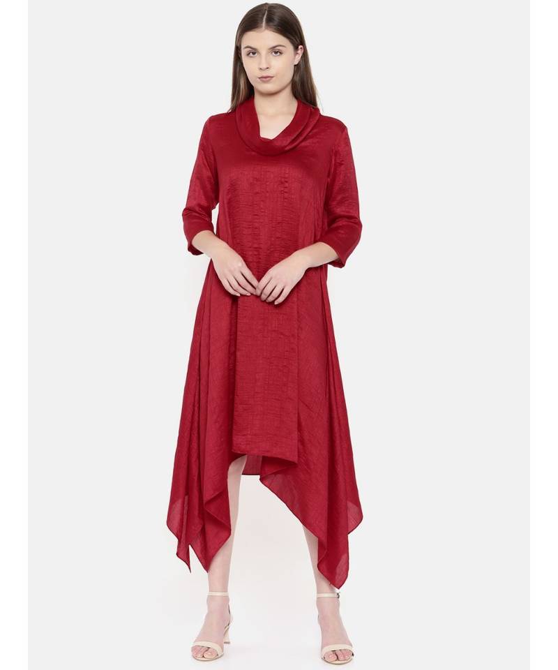 mayank modi Red Cowl Neck Dress