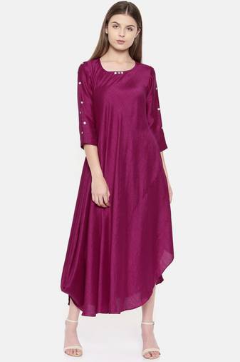 mayank modi Wine Bias Slub Dress