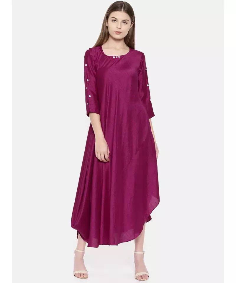 mayank modi Wine Bias Slub Dress