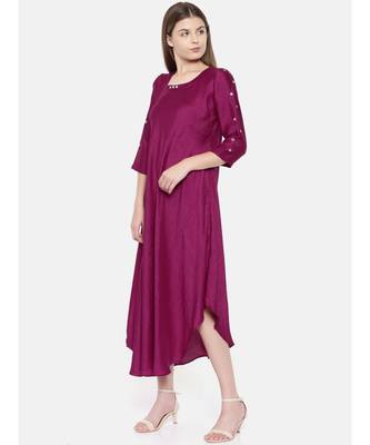 mayank modi Wine Bias Slub Dress 3