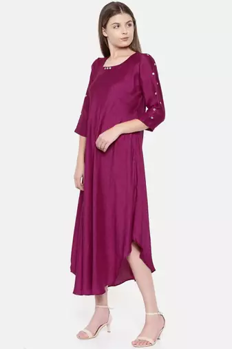 mayank modi Wine Bias Slub Dress