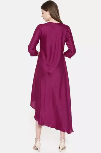 mayank modi Wine Bias Slub Dress