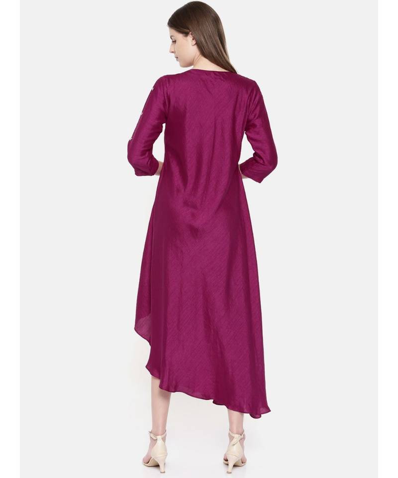 mayank modi Wine Bias Slub Dress