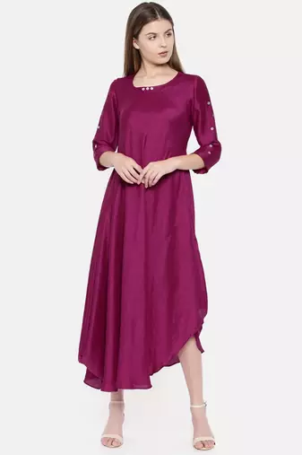 mayank modi Wine Bias Slub Dress