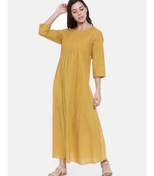 mayank modi Mutard Pintuck Cotton Dress