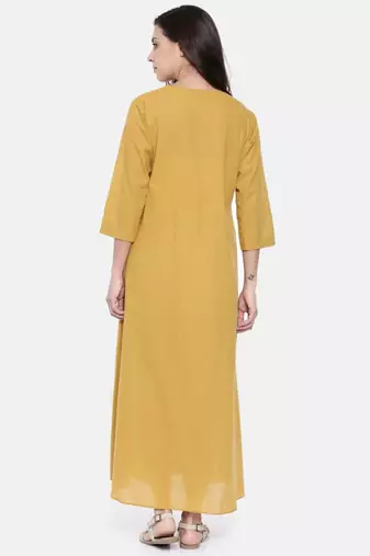 mayank modi Mutard Pintuck Cotton Dress