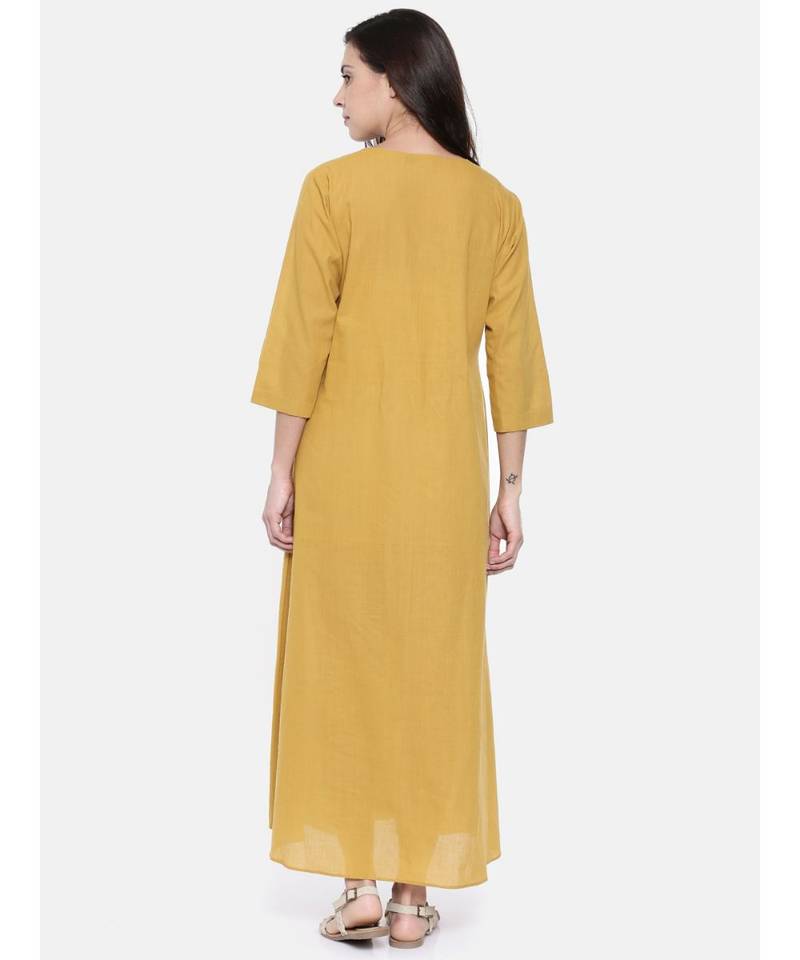 mayank modi Mutard Pintuck Cotton Dress