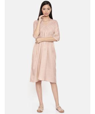 mayank modi Knee length mauve dress with pleated yoke 1
