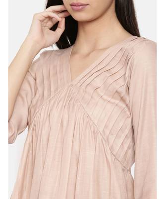 mayank modi Knee length mauve dress with pleated yoke 2