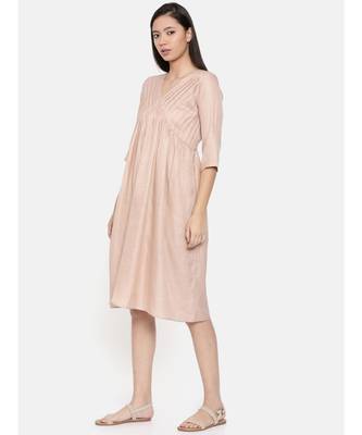 mayank modi Knee length mauve dress with pleated yoke 3