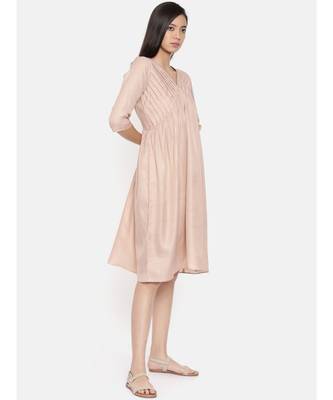 mayank modi Knee length mauve dress with pleated yoke 4