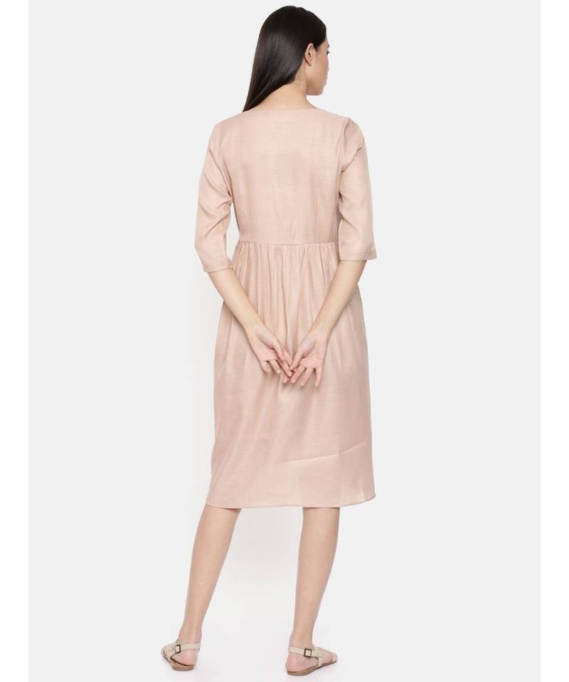 mayank modi Knee length mauve dress with pleated yoke