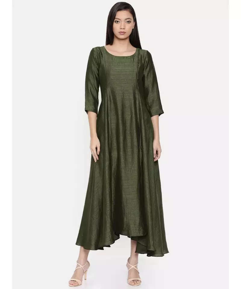 mayank modi Rust green maxi dress with potli button detailing