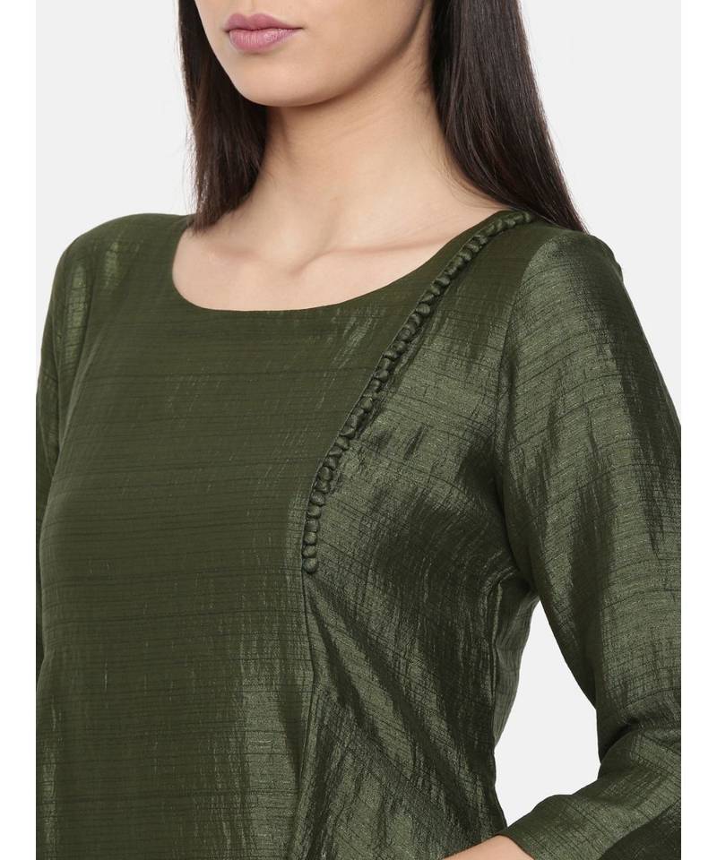 mayank modi Rust green maxi dress with potli button detailing