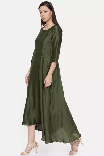 mayank modi Rust green maxi dress with potli button detailing