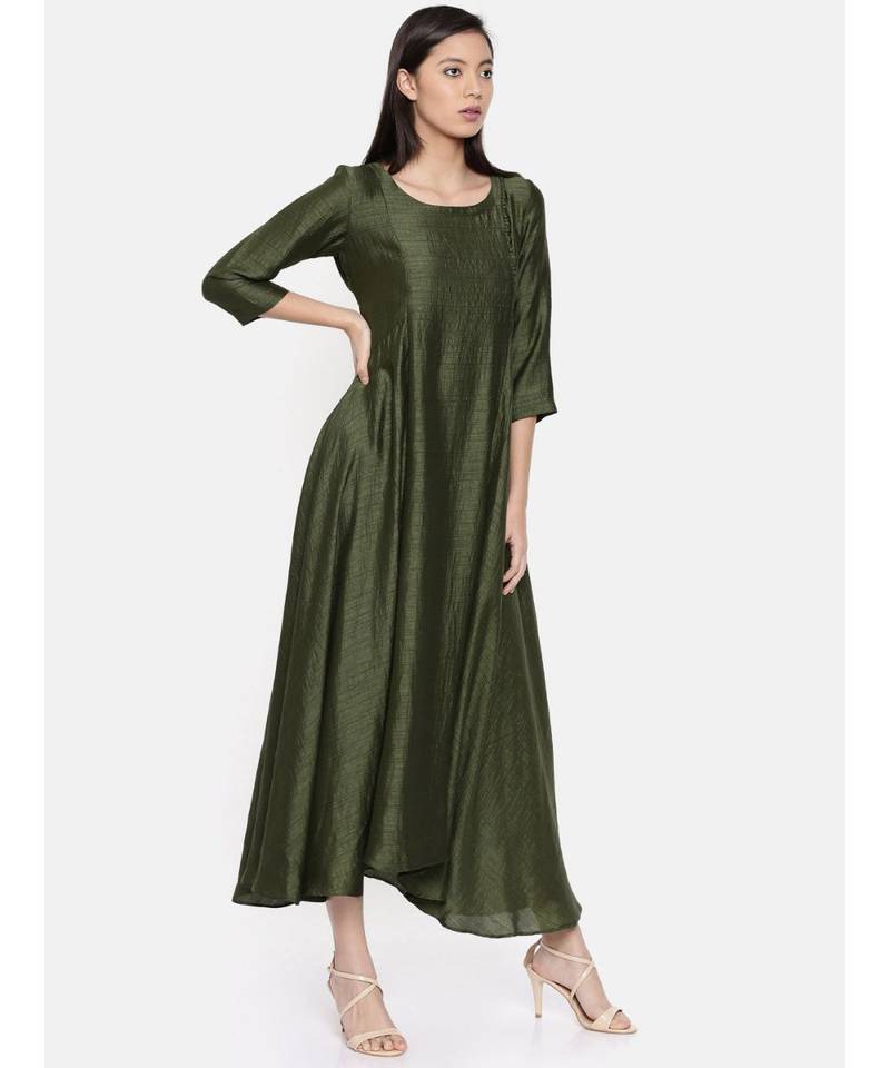 mayank modi Rust green maxi dress with potli button detailing