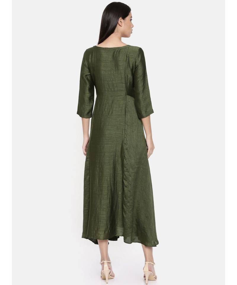 mayank modi Rust green maxi dress with potli button detailing