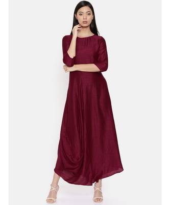 mayank modi Wine coloured cowl hem maxi dress 1