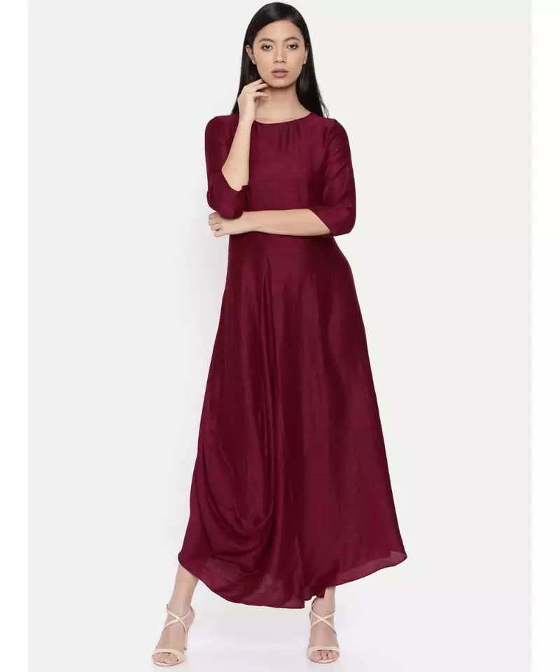 mayank modi Wine coloured cowl hem maxi dress