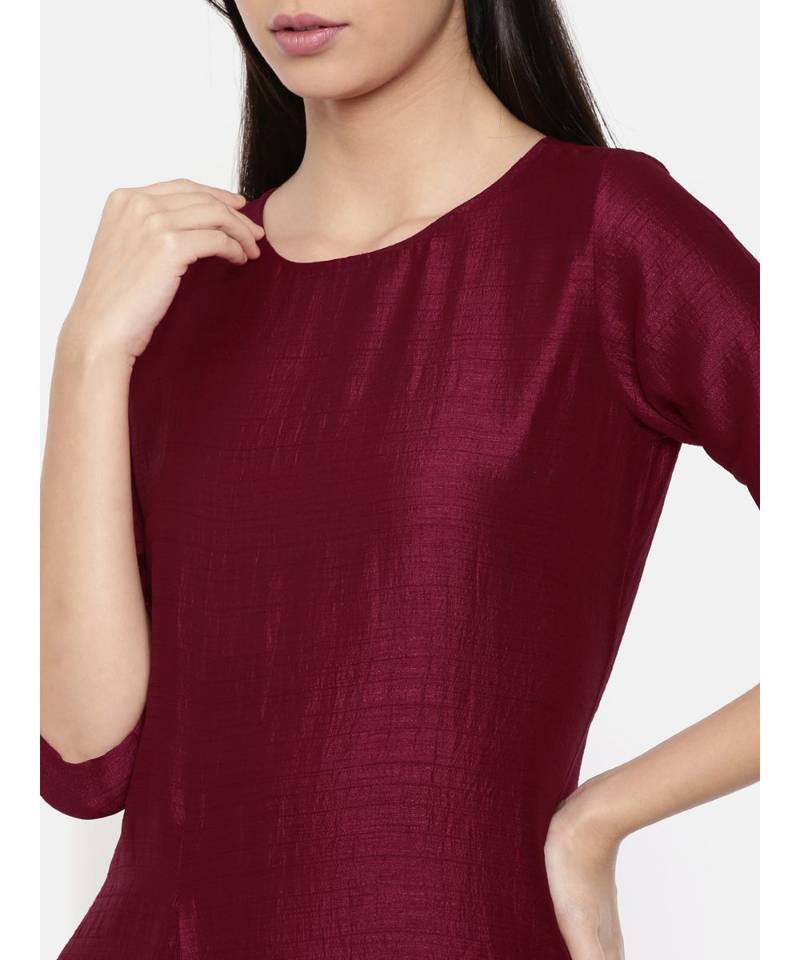 mayank modi Wine coloured cowl hem maxi dress