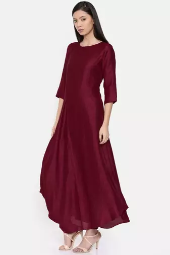 mayank modi Wine coloured cowl hem maxi dress