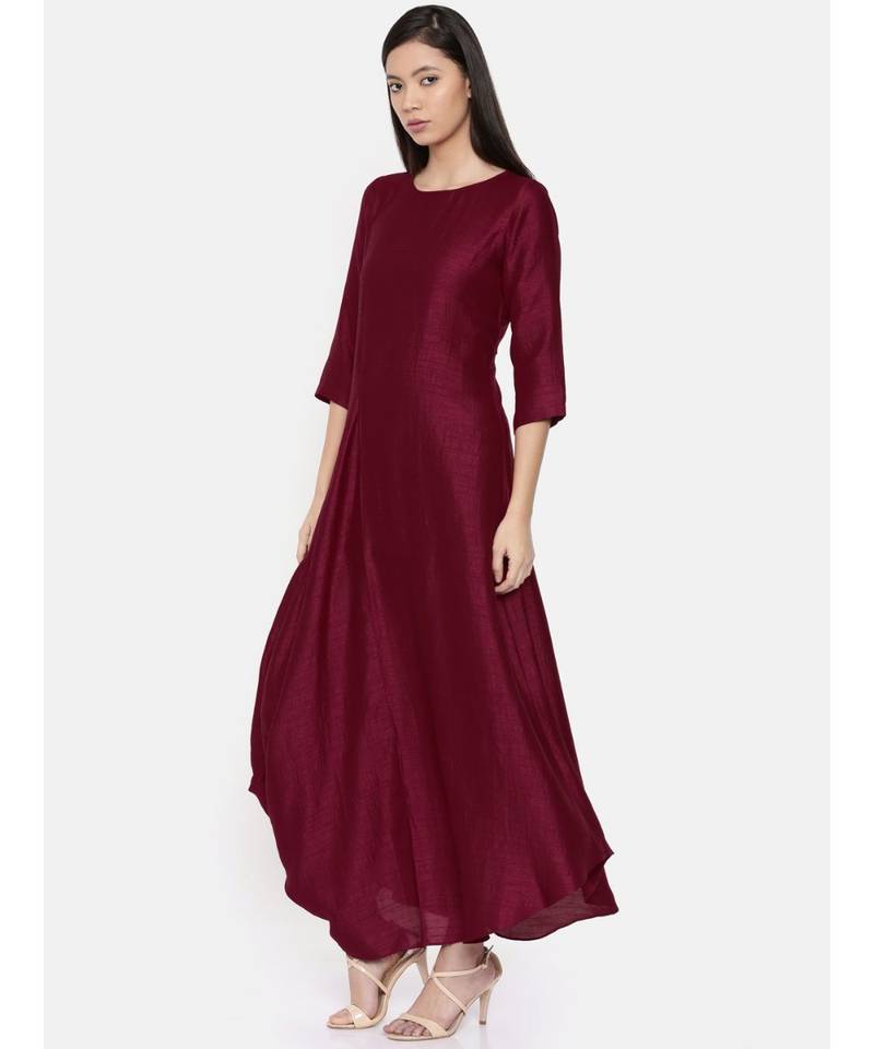 mayank modi Wine coloured cowl hem maxi dress